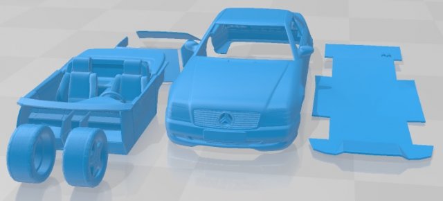 Mercedes SL500 AMG R129 1989 Printable Car 3D-printmodel .c4d .max .obj .3ds .fbx .stl .blend 