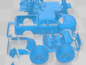 Dodge Ram 1500 Rebel 2019 Monstertruck Printable Car Modèles 3D en vedette