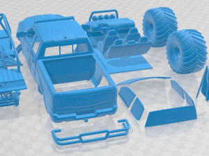 Dodge Ram 1500 Rebel 2019 Monstertruck Printable Car Modèles 3D en vedette