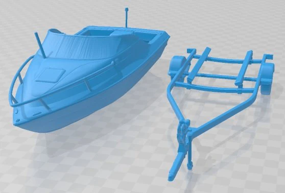 Bayliner Boat with Trailer 3D Print Model .c4d .max .obj .3ds .fbx .stl .blend 
