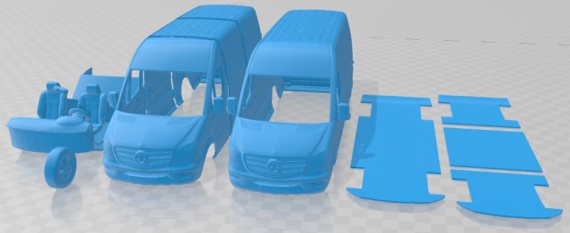 Mercedes Benz Sprinter Van L2H2 2018 Printable Van Modello di stampa 3D .c4d .max .obj .3ds .fbx .stl .blend 
