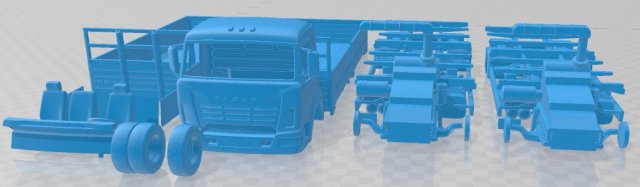 KAMAZ 4308 Printable Truck in separate parts 3Dプリントモデル .c4d .max .obj .3ds .fbx .stl .blend 