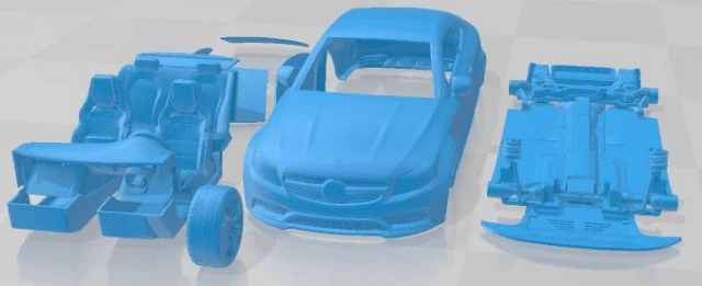 Mercedes Benz C63 AMG Coupe 2016 Printable Car 3D Print Model .c4d .max .obj .3ds .fbx .stl .blend 