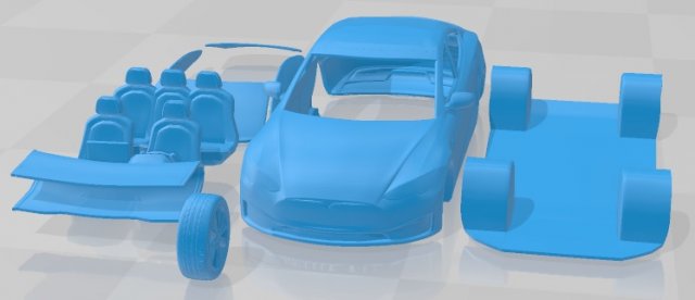 Tesla Model S 2021 Printable Car 3D 打印模型 .c4d .max .obj .3ds .fbx .stl .blend 