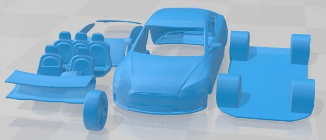 Tesla Model S 2021 Printable Car 3D Print Model .c4d .max .obj .3ds .fbx .stl .blend