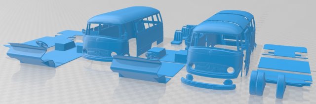 Mercedes Benz O 319 Microbus 1955 Printable Van Model Cetak 3D .c4d .max .obj .3ds .fbx .stl .blend 