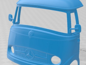 Mercedes Benz O 319 Microbus 1955 Printable Van Model Cetak 3D