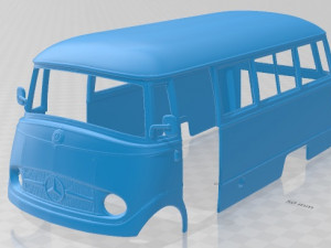 Mercedes Benz O 319 Microbus 1955 Printable Van Model Cetak 3D