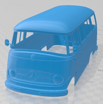 Mercedes Benz O 319 Microbus 1955 Printable Body Van 3Dプリントモデル .c4d .max .obj .3ds .fbx .stl .blend 