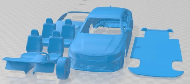 Kia Optima 2019 Printable Car 3D Print Model .c4d .max .obj .3ds .fbx .stl .blend