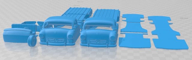 Mercedes Benz Blue Wonder Renntransporter 1954 Printable Truck 3D प्रिंट मॉडल .c4d .max .obj .3ds .fbx .stl .blend 