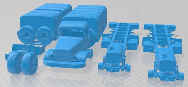 KrAZ 214 Printable Truck 3D Print Model .c4d .max .obj .3ds .fbx .stl .blend 