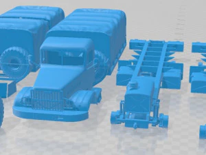 KrAZ 214 Yazdırılabilir Kamyon 3D Baskı Modeli