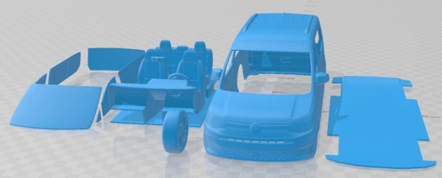 Volkswagen Caddy 2021 Printable Van 3D Print Model .c4d .max .obj .3ds .fbx .stl .blend 