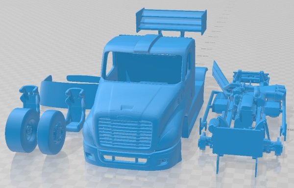 Freightliner Race Truck Printable 3D Принт Модель .c4d .max .obj .3ds .fbx .stl .blend 