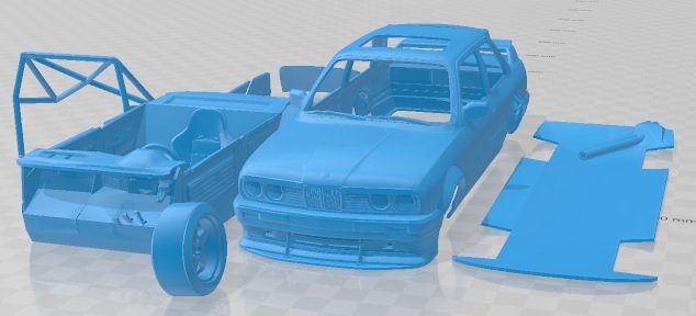E30 Drift Printable Car 3D Print Model .c4d .max .obj .3ds .fbx .stl .blend 
