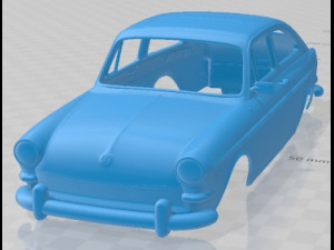 Volkswagen 1600 Type Fastback 1965 Printable Body Car 3D Print Model
