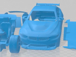 Mobil Cetak M4 GTS di bagian terpisah Model Cetak 3D