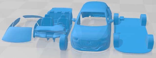 Peugeot 208 2021 Printable Car Modello di stampa 3D .c4d .max .obj .3ds .fbx .stl .blend 