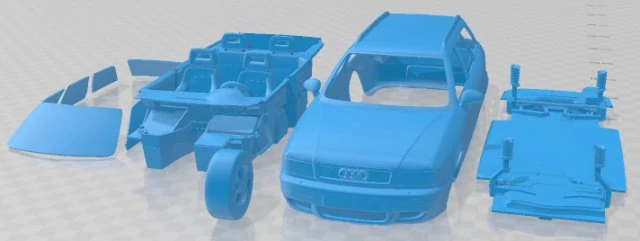 Audi RS2 Quattro Avant 1995 Printable Car 3D Print Model .c4d .max .obj .3ds .fbx .stl .blend