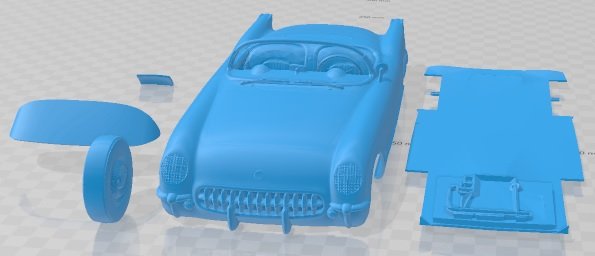 Chevrolet Corvette 235 Blue Flame 1954 Printable Car 3D Print Model .c4d .max .obj .3ds .fbx .stl .blend 