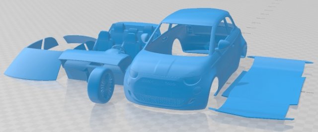 Fiat 500 2021 Printable Car Modello di stampa 3D .c4d .max .obj .3ds .fbx .stl .blend