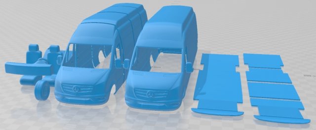 Mercedes Benz Sprinter PanelVan ELWB SHR 2016 Printable Van 3D Baskı Modeli .c4d .max .obj .3ds .fbx .stl .blend