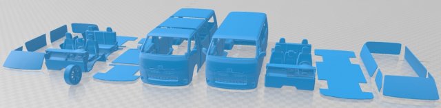 Toyota Hiace LWB Combi 2013 Printable Van Modello di stampa 3D .c4d .max .obj .3ds .fbx .stl .blend 