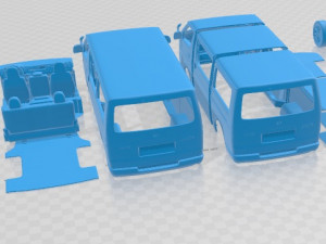Toyota Hiace LWB Combi 2013 Printable Van Modello di stampa 3D
