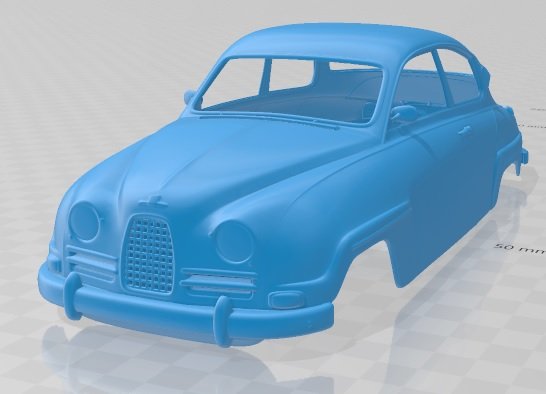 Saab 96 1960 Printable Body Car 3D-Druckmodell .c4d .max .obj .3ds .fbx .stl .blend
