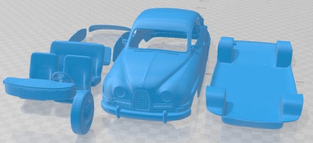 Saab 96 1960 Printable Car 3D 打印模型 .c4d .max .obj .3ds .fbx .stl .blend 