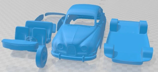 Saab 96 1960 Printable Car 3D Print Model .c4d .max .obj .3ds .fbx .stl .blend