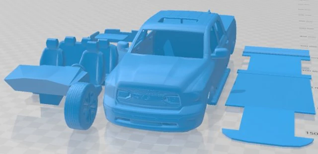 Dodge Ram 1500 2019 Printable Car 3D Print Model .c4d .max .obj .3ds .fbx .stl .blend 