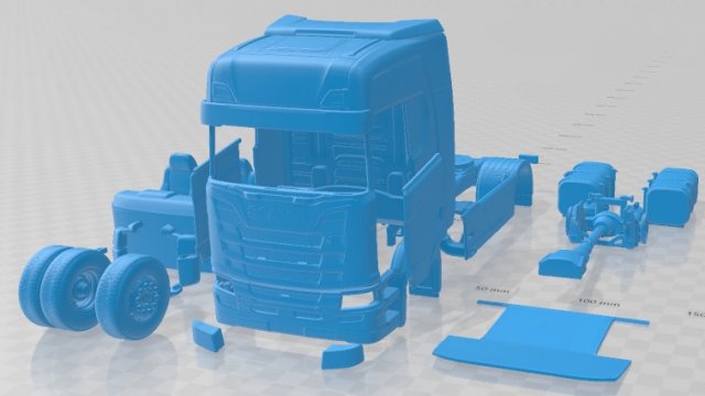 Scania S 730 Highline Tractor Truck 2016 Printable 3D 프린트 모델 .c4d .max .obj .3ds .fbx .stl .blend 