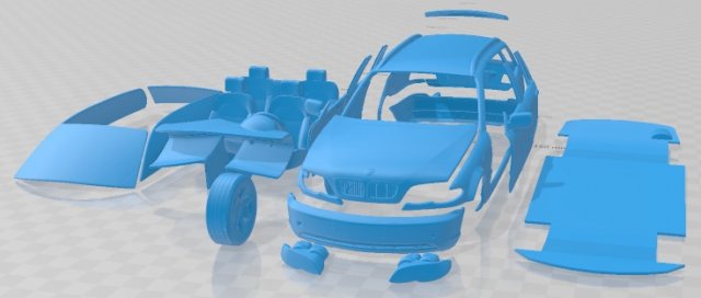 E46 Touring 2001 Printable Car 3D-printmodel .c4d .max .obj .3ds .fbx .stl .blend 
