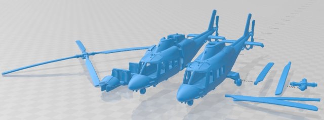 Agusta Westland AW 109 Printable Helicopter 3D-Druckmodell .c4d .max .obj .3ds .fbx .stl .blend 