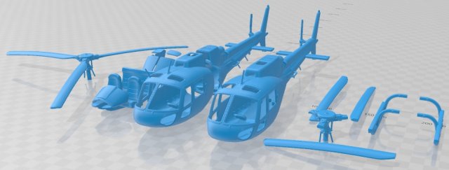 Eurocopter AS350 BA Printable Helicopter 3D Print Model .c4d .max .obj .3ds .fbx .stl .blend 