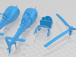 Eurocopter AS350 BA Printable Helicopter 3D Print Model
