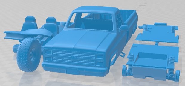 Chevrolet K10 Silverado 1984 Printable Car 3D 프린트 모델 .c4d .max .obj .3ds .fbx .stl .blend 