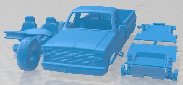 Chevrolet K10 Silverado 1984 Printable Car 3D Print Model .c4d .max .obj .3ds .fbx .stl .blend 