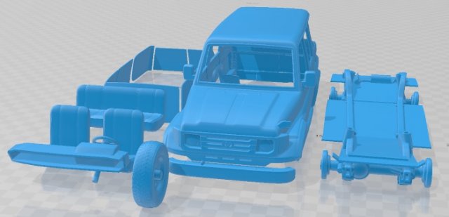 Toyota Land Cruiser J70 5 Doors 1990 Printable Car Modello di stampa 3D .c4d .max .obj .3ds .fbx .stl .blend 