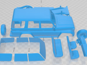 Toyota Land Cruiser J70 5 Doors 1990 Printable Car Modello di stampa 3D