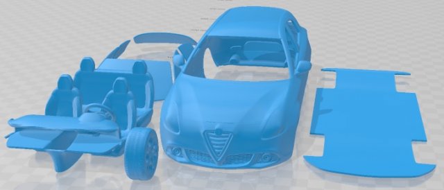 Alfa Romeo Giulietta Quadrifoglio Verde 2014 Printable Car Modèles 3D en vedette .c4d .max .obj .3ds .fbx .stl .blend 