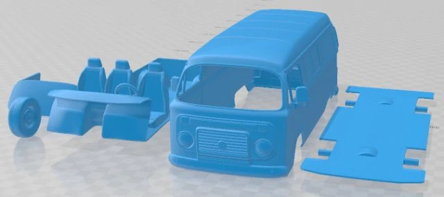 Volkswagen Kombi Cargo 2012 Printable Van 3D Print Model .c4d .max .obj .3ds .fbx .stl .blend 