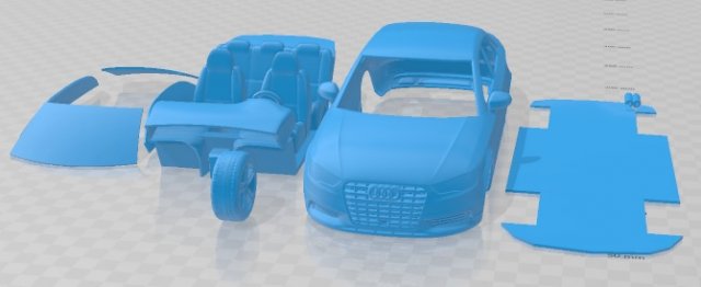 Audi A3 Sedan 2014 Printable Car 3Dプリントモデル .c4d .max .obj .3ds .fbx .stl .blend 