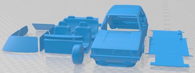 Volkswagen Golf A1 GTI 1975 Printable Car 3D-Druckmodell .c4d .max .obj .3ds .fbx .stl .blend 