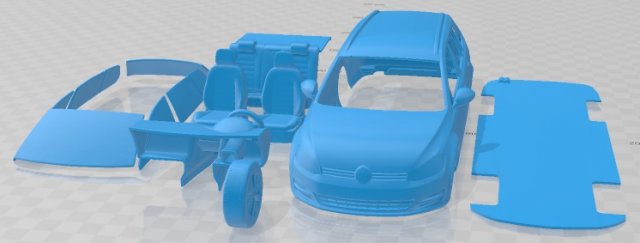 Volkswagen Golf Variant 2014 Printable Car Modello di stampa 3D .c4d .max .obj .3ds .fbx .stl .blend 