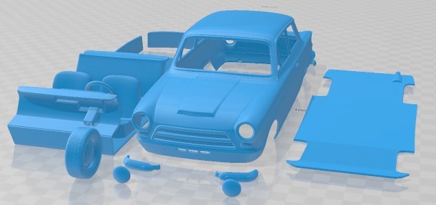 Lotus Cortina 1963 Printable Car in separate parts 3D Print Model .c4d .max .obj .3ds .fbx .stl .blend 