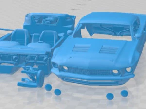 Auto stampabile Mustang Mach 40 in parti separate Modello di stampa 3D