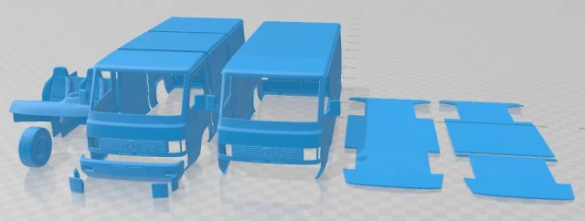 Mercedes Benz MB100 1988 Printable Van 3D Print Model .c4d .max .obj .3ds .fbx .stl .blend 
